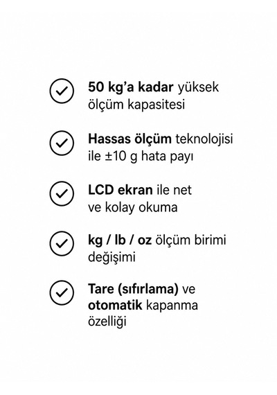 Dijital El Terazisi 50 Kg Lcd Ekranlı Kg/lb/oz