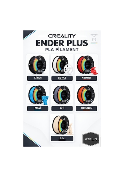 Creality Ender Plus Pla Filament Siyah - Beyaz - BEJ- Kırmızı - Mavi - Gri - Turuncu
