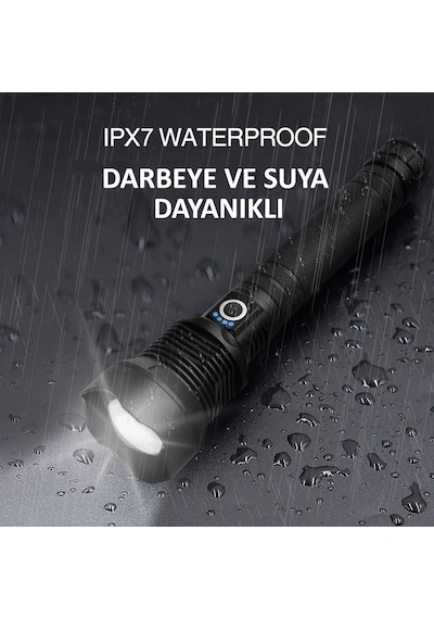 Valkyrie Şarjlı Led Ultra Güçlü El Feneri 2400mah Zoom Darbeye Suya Dayanıklı 1. Kalite Siyah