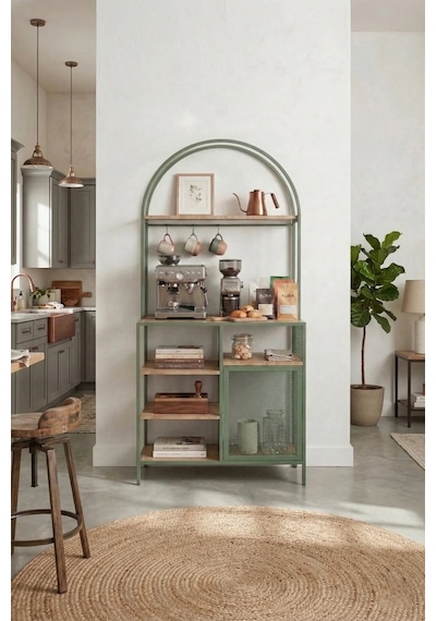 Capella Kahve Köşesi Standı & Çok Amaçlı Mutfak Dolabı - Tel Kapaklı Mint Yeşili 80x180cm Mint Yeşil Capella Kahve Köşesi Standı & Çok Amaçlı Mutfak Dolabı - Tel Kapaklı Mint Yeşili 80x180cm Mint Yeşil
