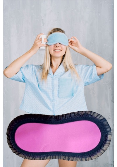Pazarız Uyku Göz Bandı Maskesi Işık Önleyici Gözlük Maske Bant Eye Mask Fuşya