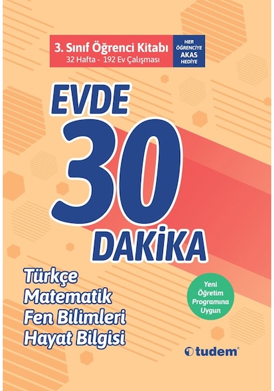 3.Sınıf Evde 30 Dakika Türkçe Matematik Fen Bilimleri Hayat Bilgisi -  Tudem Yayınları