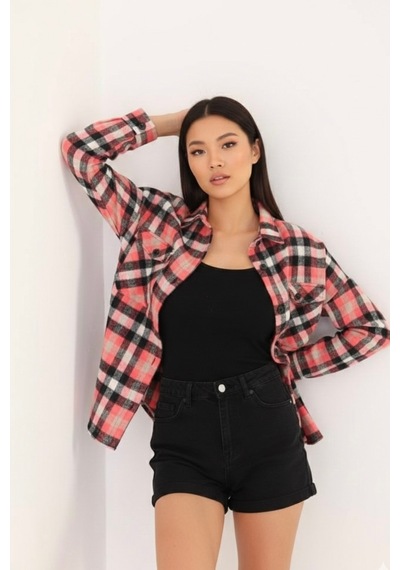 Polologin Butik Pembe Ekose Gömlek Ceket - Rahat Ve Şık Bej
