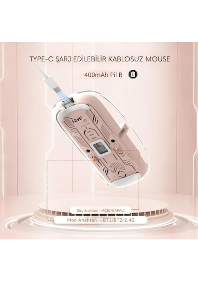 Reeder M11 Pro Max 12 İnç Uyumlu Şeffaf Tasarım Sessiz Kablosuz Mouse Diğer