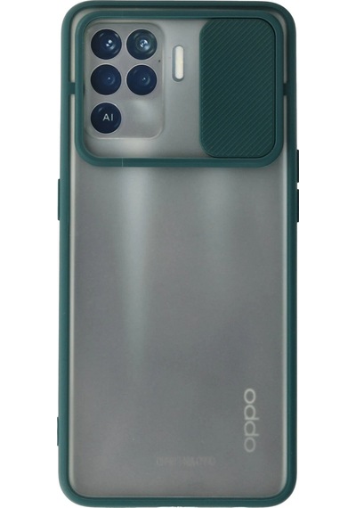 Cosmotex Newface Oppo Reno 5 Lite Kılıf Palm Buzlu Kamera Sürgülü Silikon - Yeşil