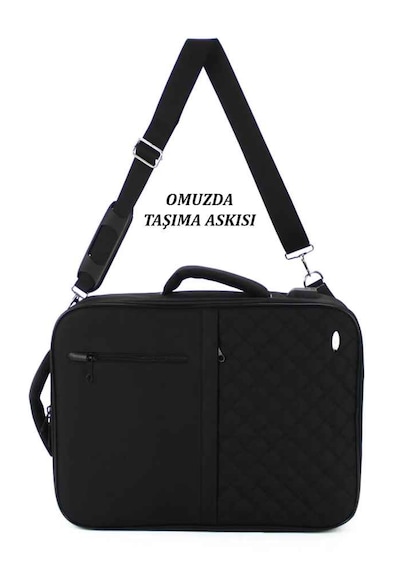 Case Club 1407 Unisex Kapiton Laptop Sırt El Ve Omuz Çantası 15,6 Siyah