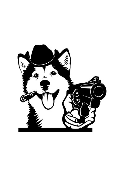 Komik Köpek Sticker Yapıştırması Etiket 15Cm Md1