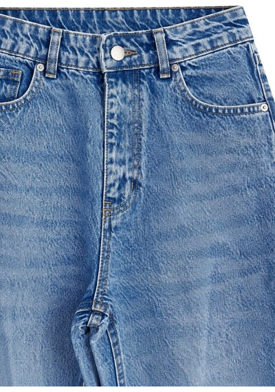 Vadon 1055 Kadın Yüksek Bel Kar Yıkamalı Wide Leg Geniş Paça Jean Pantolon Mavi