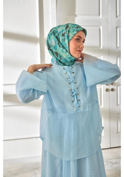 Silk Home Velora Eşarp 161001-24 Turkuaz, Antrasit, Su Yeşili