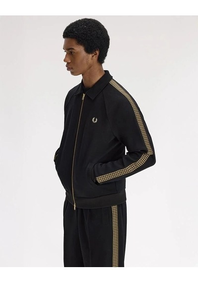 Fred Perry Erkek Şerit Detaylı Fermuarlı Spor Ceket Siyah