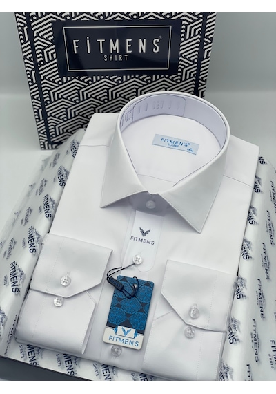 Fitmens Klasik Uzun Kol Cepsiz Likralı Rahat Kumaş Erkek Gömlek Fs-004517 - Beyaz-3192