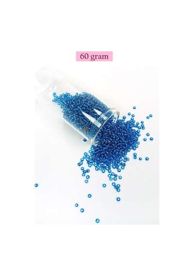 Dökme Cam Kum Boncuk 11/0 2 Mm - 60 Gram - Şeffaf Mavi - Bnc042