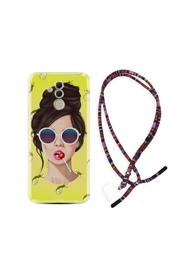 Huawei Mate 20 Lite Kılıf Rasta Boyun Askılı Lollipop Woman 1416