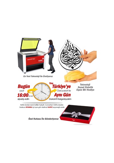 Bismillahirrahmanirrahim Hat Sanatı İşlemeli Hediye, Besmele Led Lamba, Dini Hediye Led Lamba