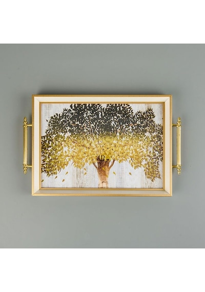 Evidea Kitchen Hayat Ağacı Desenli Tepsi - Renkli - 49 Cm Renkli
