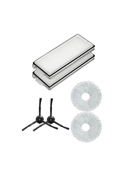 Roborock Qrevo Pro Uyumlu 2 Adet Hepa Filtre 2 Adet Siyah Yan Fırça 2 Adet Mop Fiber Paspas