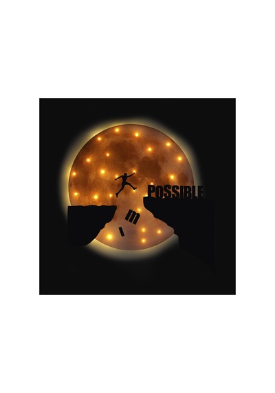 Kişiselleştirilebilir Ledli Işıklı Epoksi Cam Katmanlı Tablo Possible Dolunay Sarı - 738183435 Sarı