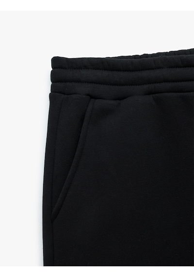 Koton Beli Bağcıklı Şardonlu Cep Detaylı Jogger Eşofman Altı Siyah 6wam40013mk Siyah