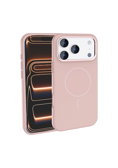 Apple Uyumlu iPhone 17 Pro Max Kılıf M-safe Şarj Özellikli Metal Kamera Çerçeveli Zore Edi Silikon Kapak Rose Gold