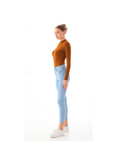 Penyebizden Kadın Viskon Boğazlı Çıtçıtlı Zıbın Body-kahve