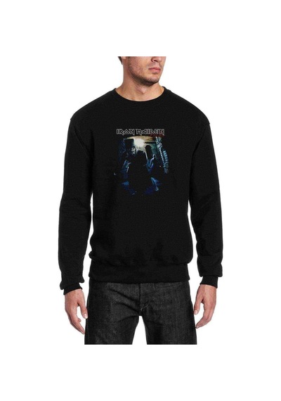 Maıden Drıfter Metal Rock Baskılı Siyah Erkek Örme Sweatshirt