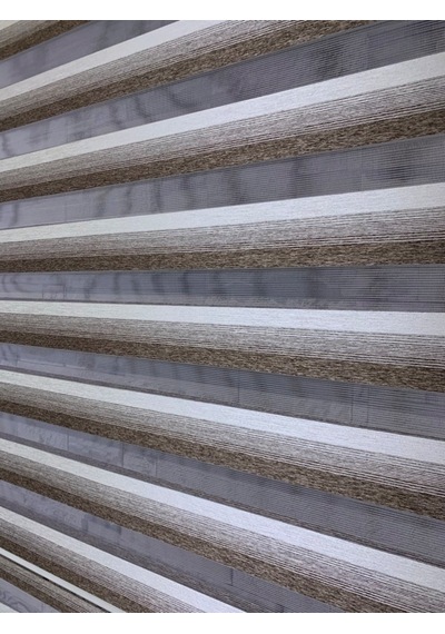 Kahve Krem Geçişli Zebra Perde Tüm Ölçülerde