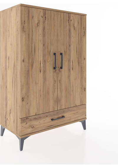 Hyperion Dolap 3 Raflı Tek Çekmeceli 2 Kapaklı 88x44x134 Çam-çam Çam