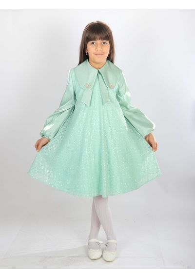 Xo Kids Kız Çocuk Elbise 7-11 Yaş 26571 Yeşil