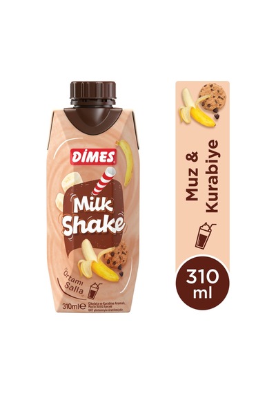 Dimes Milkshake Çikolata Ve Kurabiye Aromalı Muzlu 310 Ml X 12 Adet