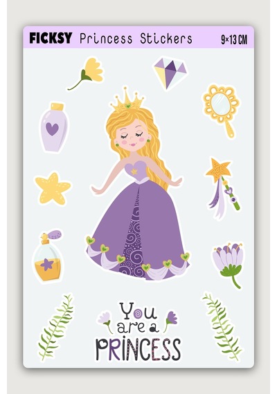 Sevimli Prenses Sticker Seti - 13 Adet Etiket Çıkartma Diğer