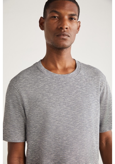 Grımelange Abbott Erkek Comfort Fit Özel Dokulu Kırcıllı Görünümlü Gri T-shirt