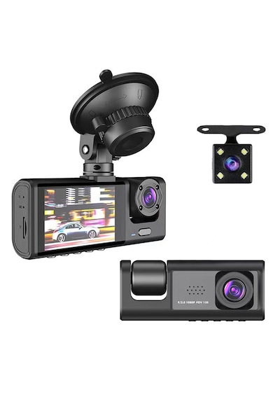 Black Box Cr52 Full Hd 1080p Wifi Araç Kamerası - 3 Kameralı Ön, Kabin İçi, Arka , 2.0 Inç Ekran, Park Takibi Ve G-sensor Desteği