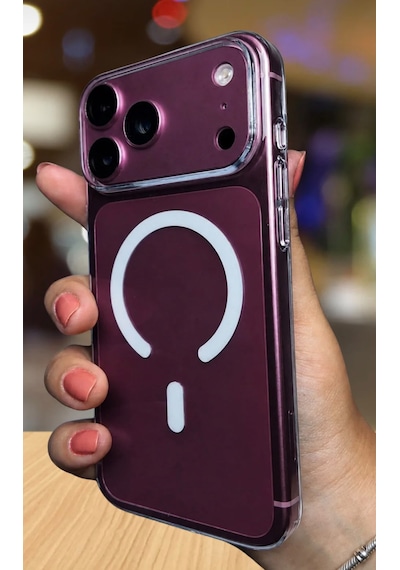 Apple Uyumlu iPhone 17-18 Pro Magsafe Kılıf Wireless Kablosuz Şarj Destekli Kamera Korumalı Şeffaf Darbe Emici