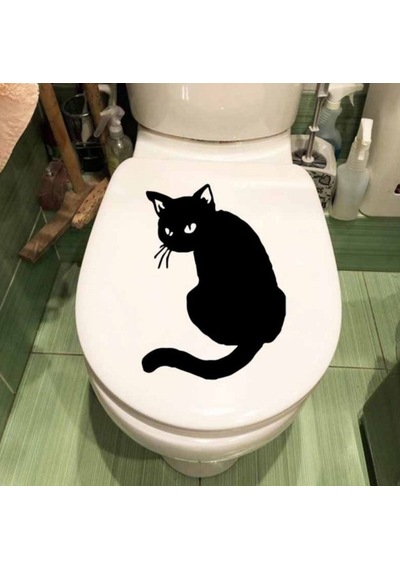 Kedi Klozet Sticker Yapıştırması Sticker 2 Model
