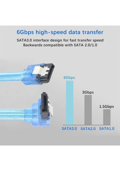 2 Adet - 50cm Sata 3.0 Kablo - 90 Açılı Data Kablosu - 6gbps - Ssd Hdd Uyumlu