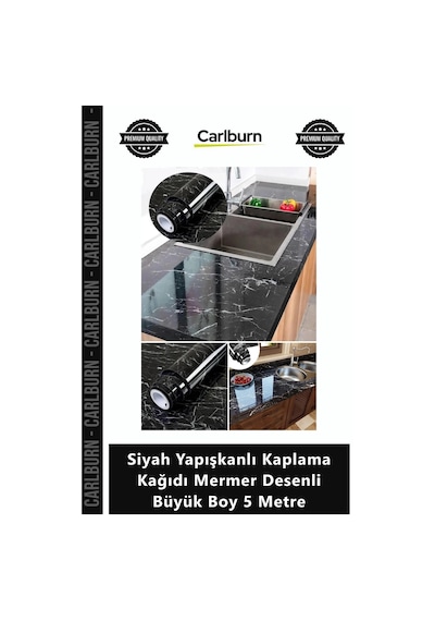 Özel Üretim Isıya Dayanıklı Folyo Siyah Yapışkanlı Kaplama Kağıdı Mermer Desenli Büyük Boy 5 Metre Çok Renkli