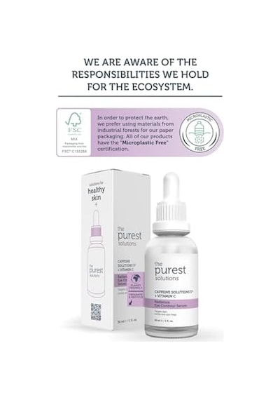 The Purest Solutions, Torbalanma Ve Morluk Karşıtı, Aydınlatıcı Kafein Göz Altı Serumu 30 Ml Caffeine 5% + Vitamin C