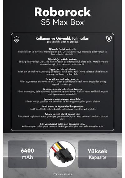 Roborock S5 Max 6400mah Box Robot Süpürge Bataryası D.k