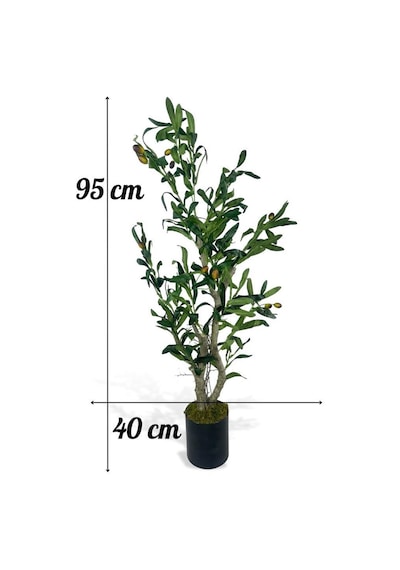 Yapay Çiçek Zeytin Ağacı Doğal Gövdeli Galvaniz Siyah Saksıda 95cm Yapay Ağaç