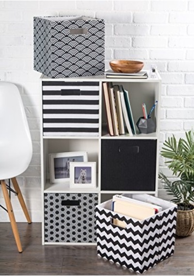 Katlanabilir Polyester Saklama Küpü Katı Hafif Ve Dayanıklı Küçük Kare 28x28x28 Cm Siyah Çok Renkli