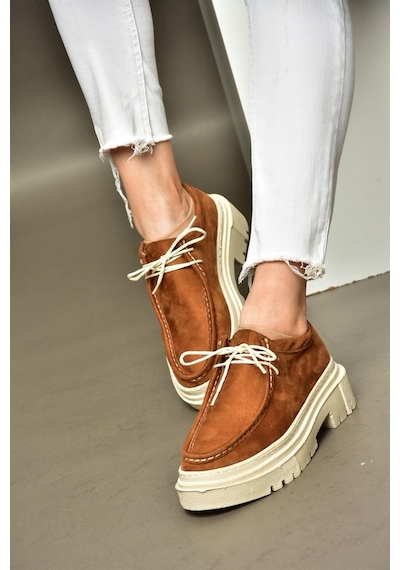 Fox Shoes R294783002 Taba Süet Kadın Ayakkabı 001