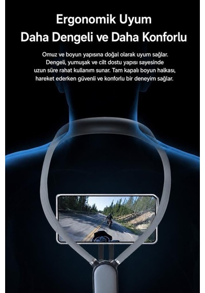 Kolay Taşınır Eller Serbest Telefon Tutucu Boyuna Asılabilen Manyetik Tutucu Jx058 Gri