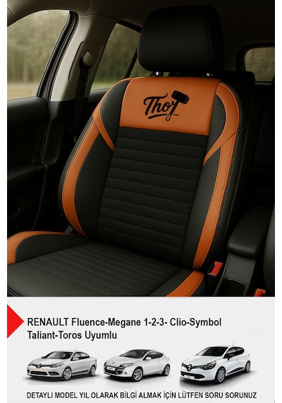 Thor Tay Tüyü Oto Koltuk Kılıfı Renault-fluence-megan 1-2-3-clio-symbol-taliant-toros Uyumlu Taba