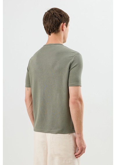 Antioch Pamuklu Düğmeli Yaka T-shirt Haki