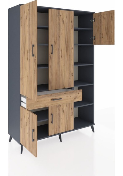 Hyperion Dolap 10 Raflı Tek Çekmeceli 5 Kapaklı 132x44x195 Antrasit-çam/çam Atlas Çam/atlas Çam Hyperion Dolap 10 Raflı Tek Çekmeceli 5 Kapaklı 132x44x195 Antrasit-çam/çam Atlas Çam/atlas Çam
