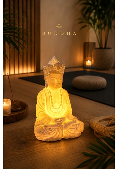 Buddha Led Dekoratif Ortam Aydınlatması Meditasyon Yoga Ev Ofis Dekoru Şık Hediye Biblo