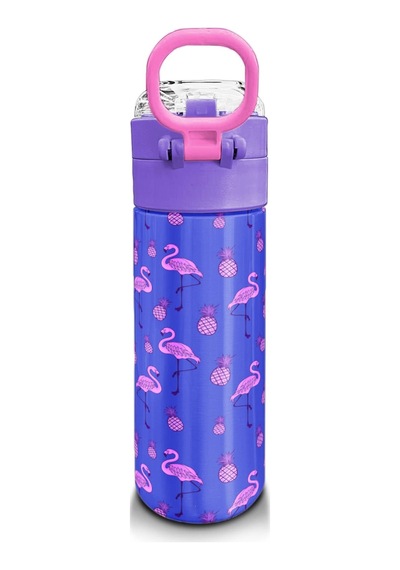 Coral High Kids Lavanta Pembe Flamingo Desenli Pipetli Ve Direkt İçim Çelik Termos 500 Ml 31905 Lavanta - Sarı