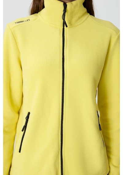 Tommy Life Limon Dik Yaka Fermuarlı Rahat Form Kadın Polar Sweatshirt - 97173 Limon Sarısı