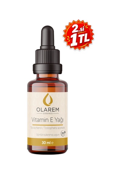 Olarem Essence Vitamin E Yağı Tocopherol Soğuk Sıkım Sabit Yağ 30 Ml Damlalıklı Cam Şişe
