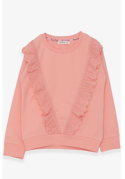 Kız Çocuk Sweatshirt Güpürlü Somon (4-9 Yaş)